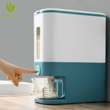 Automatic Plastic Cereal Dispenser Storage Box Measuring Cup Kitchen Food Tank Rice Container Organizer Grain Storage Cans