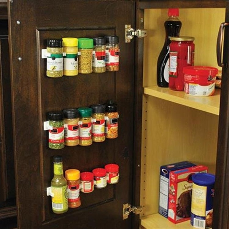1/2/4 Pcs Organizer Rack Kitchen Cabinet Door Hooks Jars Spice Holder Tools